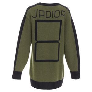 CHRISTIAN DIOR J'adior 8 navy green wool cashmere ringer sweater FR38 M